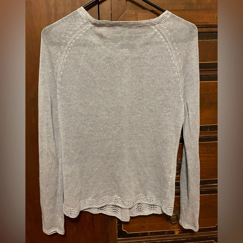 Sundance Lavender Button-Down Linen blend cardigan - Picture 3 of 4